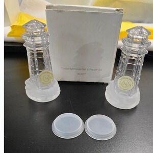 Lenox Full Lead Crystal Lighthouse Salt and Pepper Shaker Set Germany 090277 NIB